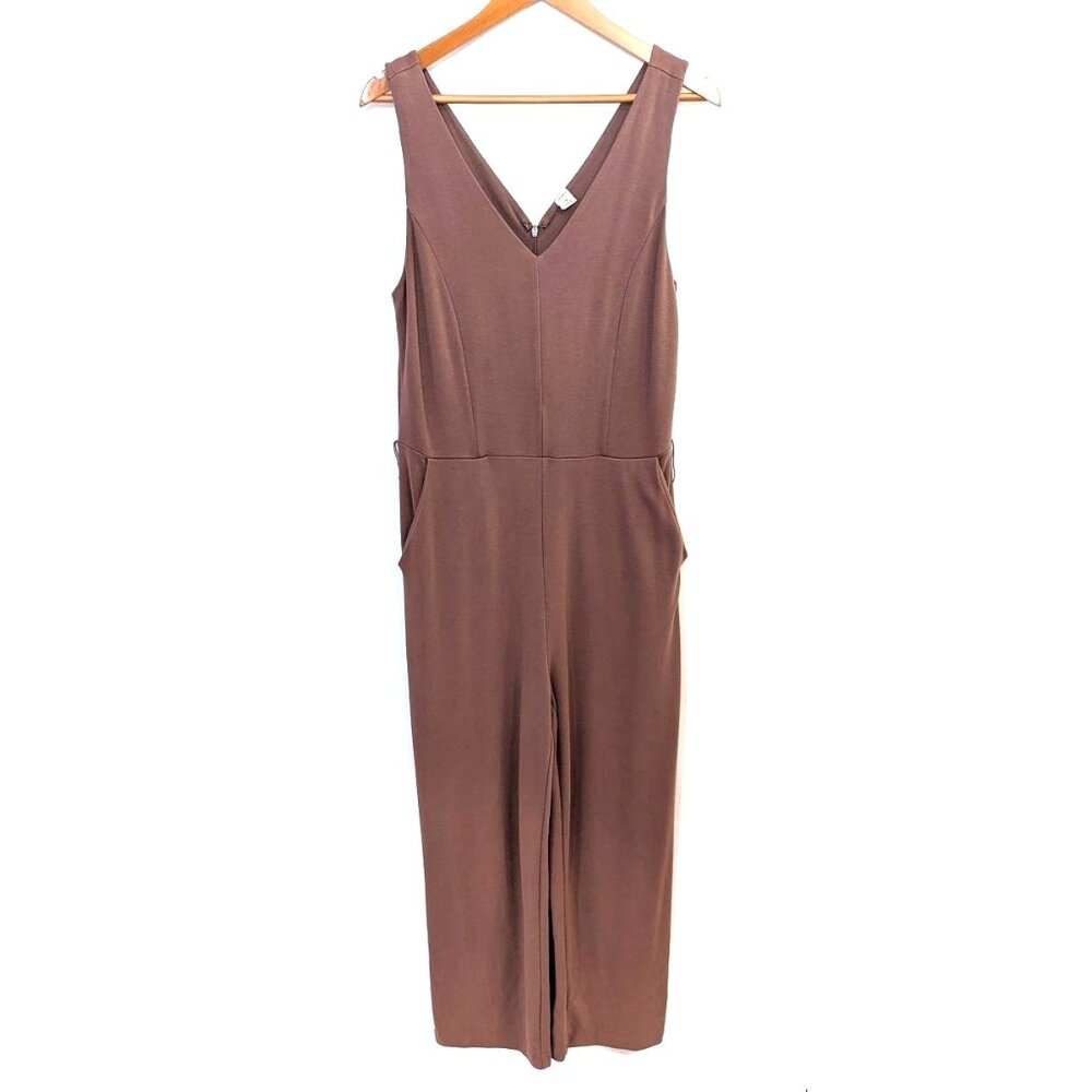 Old Navy | Brown Raisin Sleeveless Ponte-Knit Jumpsuit Viscose Blend | Medium - Picture 3 of 10